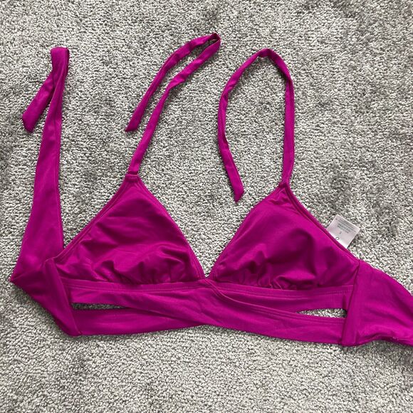 Kona Sol Swimwear Bikini Top Women Small Purple Halter Back Tie Summer Beach - Picture 1 of 10